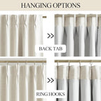 Vision Home Natural Pinch Pleated Full Blackout Curtains Linen Blended Room Darkening Window Curtains 108 inch for Living Room Bedroom Thermal Insulated Pinch Pleat Drapes with Hooks 60" Wx108 Lx1