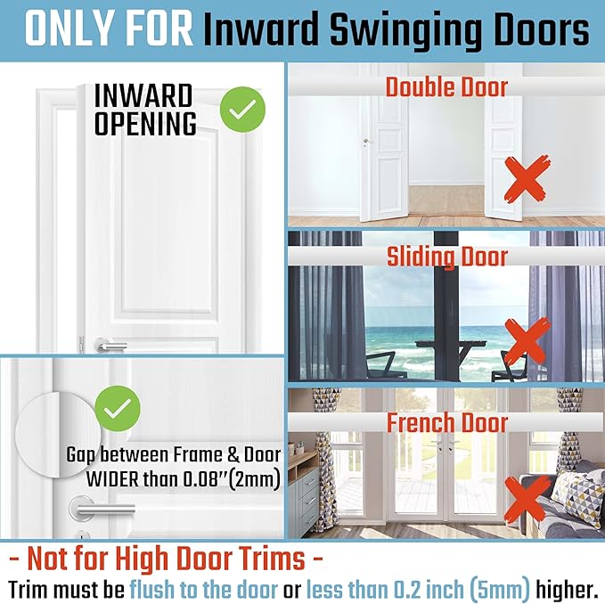6PACK Home Security Door Reinforcement Lock Childproof, Add High Security to Home Prevent Unauthorized Entry, Aluminum Construction Finish, Frame Lock, Silver