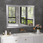 Amorho 40x30 Inch Bathroom Mirror Silver, Thick Metal Framed Wall Mirrors for Over Sink, Brushed Nickel Mirror Perfect for Bedroom, Living Room, Entryway, Rectangle (Horizontal/Vertical).