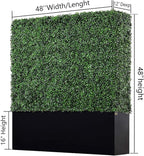 Artificial Boxwood Hedge Wall with Black Stainless Steel Base, Outdoor and Indoor Backdrop Divider Privacy Screen and Decorative Wall for Patio, Balcony, Restaurant, Various Events 48" W*12" D*48" H