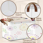 Colorful Fireworks Pattern Collapsible Storage Box - 17x11.5x10.5 Inch Foldable Organizer for Seasonal Decorations, Event Decor, Home Storage - Single Pack