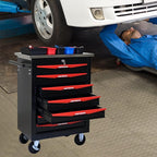 7 Drawers Tool Cart on Wheels with Stainless Steel Worktop, Heavy Duty Mobile Rolling Drawer Tool Chest with Locking Wheels & Lockable Drawers, Garage Tool Storage Cabinet (Black, 7 Drawers)