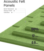 Felt Bulletin Board Tiles Large 48" x 36" Cork Board Alternative-12 Pack with 70 Adhesive Tabs, Thick Slat Wall Panels for Office Decor, Push Pin Board Wall Organizer Alternative-Kelly Green