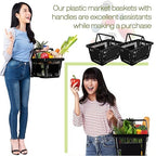 20 Pcs Bulk Shopping Baskets with Handles, 20 L Plastic Grocery Basket 16.9'' x 11.8'' x 9.1'' Portable Shopping Cart for Retail Stores Supermarket(Black)