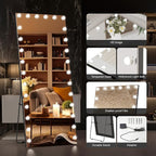 Kosmonia 82x36 Hollywood Full Length Mirror with Light, 28 Dimmable Bulbs & 3 Color Smart Touch Control, Distortion Free, Tempered Glass & Shatter Proof Film, Safe Full Body Mirrors with Stand