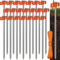 Tradesparker Tent Stakes 22-Pack 8Inch Heavy Duty Garden Stakes Canopy Anchors Double-Sided Hook Design - Includes Ropes for Camping Tents, Pop Up Canopies and Outdoor Events, Orange