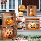 4 Pieces Decorative Wood Crates for Party Display, Large Rustic Farmhouse Wooden Nesting Storage Crates with Handles for Wedding Birthday Home Party Decoration