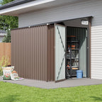 5x7 FT Lean to Shed, Outdoor Metal Storage Shed, Utility Steel Tool Shed with Lockable Door for Bike, Garden, Backyard, Patio, Lawn