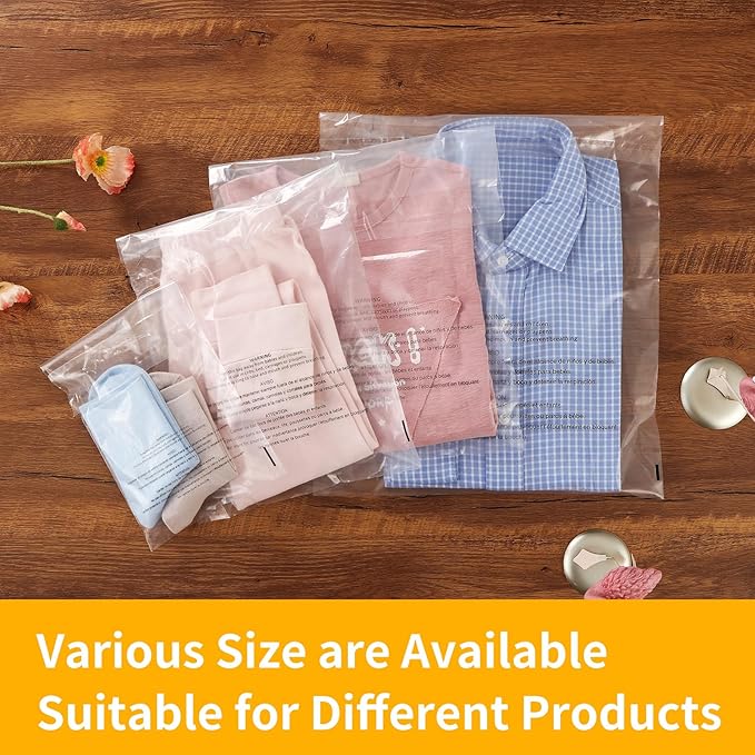 iMailer - 1000 Count - 6" x 9" Small Clear Poly Bags with Suffocation Warning Self Seal 1.6 Mil for Clothing, Bakery, Gifts - Resealable Adhesive, Not Strong