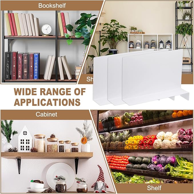 MECCANIXITY Separator Shelf Dividers PVC Shelf Isolation Clapboard, 16"x10" Closet Organizer Divider for Supermarket Storage Kitchen Office (White, Pack of 20)