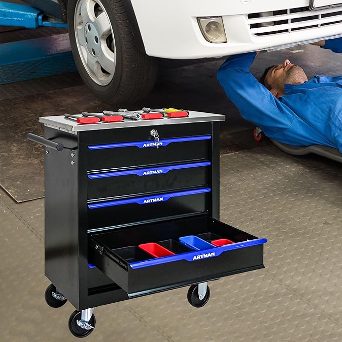 5 Drawers Rolling Tool Box on Wheels, Multifunctional Tool Chest Cabinet with Lock, Drawers Rolling Tool Cart Trolley Organizer Tool Storage Case for Garage,Warehouse - DIY Interconnectable