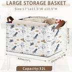 Cosmic Explorer Storage Basket Large 17x11.5x10.5 Inches-Collapsible Fabric Organizer Bin with Handles for Nursery, Playroom, Astronomy Fans-Decorative Hamper with Celestial Body Patterns-Single Pack