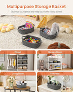 KALLAX Small Woven Basket, 12 x 8 x 4.5 Inches, Small Storage Baskets for Organizing, Gift Baskets Empty, Cute Rope Shelf Closet Storage Bins for Shelves, Dog Toy Basket, Mixed Black