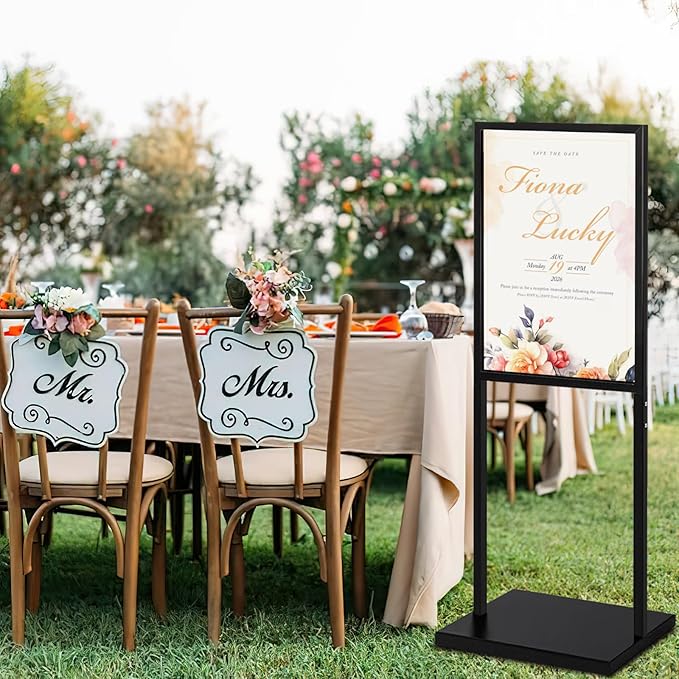 Sign Stand Heavy Duty - 19.6 x 27.5 Inch Double Sided Poster Stand for Display Board Foam, Black Pedestal Floor Standing Sign Holder for Event Store Restaurant Exhibition Business Party