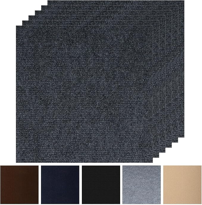 Peel and Stick Carpet Squares 24" x 24", Self Adhesive Non-Slip Carpet Tiles, Peel and Stick Soft Padded Carpet Tiles for Kitchen Bedrooms Indoor Outdoor(20 Tiles/80 sq ft)