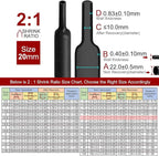 Chanzon 1pcs 25/32" (20mm) 2:1(25M Total Length) Heat Shrink Tubing 2:1 Ratio Black Polyolefin Sleeving Wrap Shrinking 2 to 1 2:1 80Ft Roll