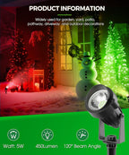 L LOHAS LED Christmas Spotlight Outdoor, Green Spot Lights for Yard, Auto On/Off 5W 120V Landscape Lighting for House, Holiday, Trees, Decoration, 450LM IP66 Waterproof, UL Listed, 2 Pack