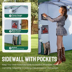 CROWN SHADES Canopy Tent 10x10 Pop Up Canopy Outdoor Shade with Pockets Sidewall, Easy Up Sun Shelter with One Person Set Up Center Lock, Portable Instant Camping Beach Canopy Tents, Forest Green