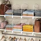 6-Piece Wire Shelf Dividers for Closet Organization, Upgraded C-Clips Adjustable Metal Shelf Dividers Suitable For Bedrooms & Kitchens, Storage Helper for Handbag Sweater Shirt Ankle Boots, White