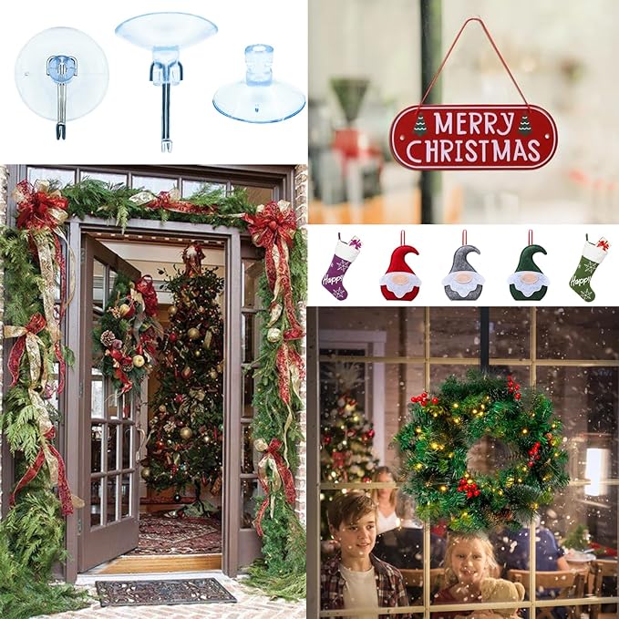 Suction Cups Hooks Clear PVC Plastic Suction Holder Suction Pads Removable Reusable for Kitchen Bathroom Wall Window Glass Door Tiles Organization Christmas Decoration Aquarium fish tank (6 PCS)