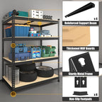 PrimeZone 40" W x 20" D x 59" H Heavy Duty Storage Shelves, 4 Tier Adjustable Garage Shelving Unit, Metal Organizer Shelf Utility Rack for Warehouse Pantry Closet Kitchen, Black, 4 Pack