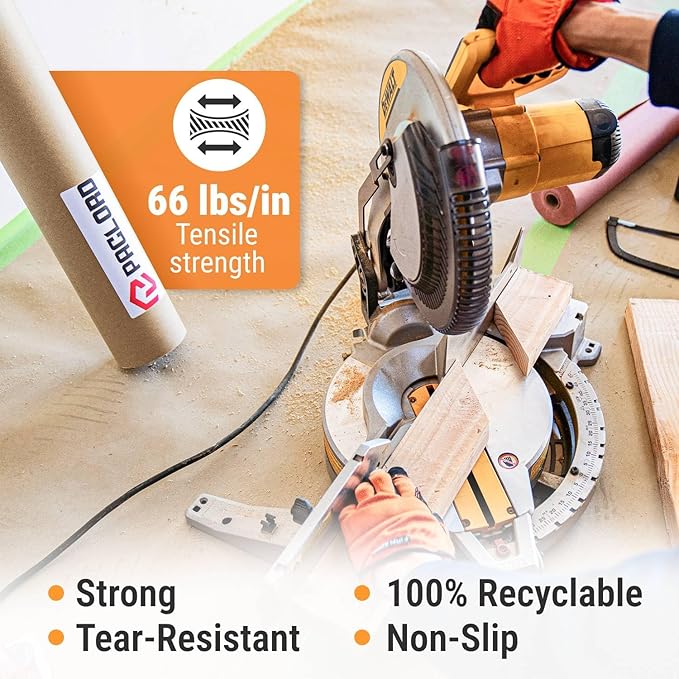 48" x 1992" (166’) Brown Rosin Paper Roll (Pack of 4) - Made in USA Thick Heavy-Duty 7 mil Masking Paper for Surface Protection from Paint, Dust, Foot Traffic - Paint Floor Covering