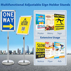 Sign Holder Stand 11x17 Inch - 6Packs Floor Standing Sign Holder - Adjustable Poster Sign Stand Pedestal Sign Holder for Vertical & Horizontal View Signage Stand, Silver