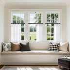 White Linen Kitchen Window Curtains 2 Panels Pinch Pleated Linen Cafe Curtains 24 Inch Length Light Filtering Semi Sheer Boho Snow White Short Tier Drapes for Small Window Basement Bathroom RV