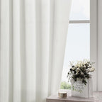Off White Semi Sheer Linen Curtains 94 inch Length for Living Room Back Tab Rod Pocket Modern Farmhouse Coastal Decor White Cotton Textured Gauze Curtains 94 inches Long for Dining Room Office