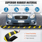 VEVOR 2PCs 6 ft/72'' Rubber Speed Hump, 2 Channel, 22000 lbs Capacity Heavy Duty Traffic Speed Bump, with High Reflective Yellow Strip 8 Expansion Screws and 1 Drill, for Asphalt Concrete Gravel Roads