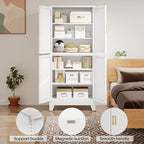 75" H Tall Kitchen Pantry Cabinet, Pantry Storage with Doors and 3 Adjustable Shelves, Metal Storage, Cupboard for Kitchen, White