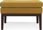 SIMPLIHOME Carlson Small Ottoman Bench - 27 inch Wide Upholstered Woven Fabric Rectangle Ottoman in Marigold, Mid Century Modern Bench for Bedroom, Entryway or Living Room with Padded Seat