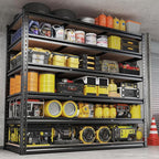 REIBII 6-Tier Garage Shelving, 84" H Storage Shelves Load 3300LB, Adjustable Metal Shelving, Large-Capacity Garage Shelves for Basement, Warehouse, 48.2" W X 84" H X 24" D, Black