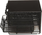 Safco Onyx Hospitality Organizer, 3 Drawers, For Snacks, Coffee Pods, Sugar Sweetener, Stirrer, Napkins and More, Steel Mesh, Black