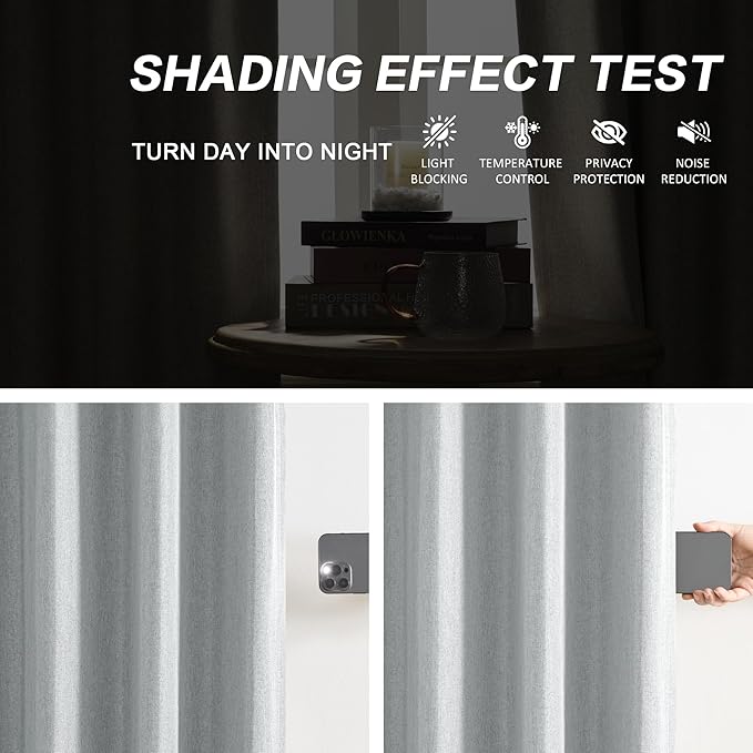 Light Grey Pinch Pleated Blackout Curtains 105 Inch Long, Accordion Style Thermal Insulated Drapes with Hooks, Back Tab Ceiling Traverse Curtains for Living Room,50x105, 2 Panels