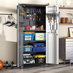 71'' Garage Storage Cabinet on Wheels Metal Tool Cabinets with Locking Doors and 3 Adjustable Shelves,Heavy Duty Tall Rolling Steel Cabinets for Garage Warehouse Basement Office