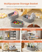 KALLAX Small Woven Basket, 14 x 10 x 5.6 Inches, Small Storage Baskets for Organizing, Gift Baskets Empty, Cute Rope Shelf Closet Storage Bins for Shelves, Dog Toy Basket, Mixed Grey