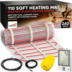 Electric Heated Floor System, 110 Sqft 240V Underfloor Electric Heating System, Heated Floor Mat, Radiant Heaters for Indoor Use, Heating Mat with 7-Day/4 Event Programmable GFCI Thermostat