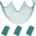 Decorative Fishing Net 2 Pack, 80x40 Inch Large Aqua Fish Net Decor for Wall, Photo Display, Nautical Mermaid Pirate Ocean Themed Beach Hawaii Under The Sea Party Decorations