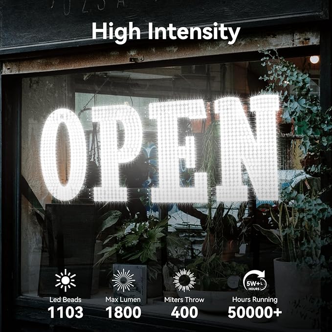 48" x 17" Extra Large LED Open Sign with Remote Control High Bright Visibility Business Signs 14 Mode Electric Display Sign Suitable for Shop, Bar, Hotel, Retail and Restaurant