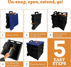 Inspired Living Collapsible Ultra-Slim Pack-N-Roll,2 Wheel Utility Cart w/Lid Used as Seat up to 250 Lbs, Telescopic Handle - Super Strong, for Home, Garden, Shopping, Office, School use, Large, Blue