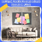 Enclosed Bulletin Board 48" x 36" Weather Resistant Lockable Notice Cork Display Board Wall Mounted 2 Locking Door for School Classroom Commercial Christmas, 12 x A4(Black, Silver Frame)