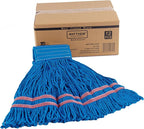 Matthew Cleaning Microfiber String Mop Heavy Duty Commercial Wet Mop Head Replacement,Excellent Absorbency,Premium Launderability,Reusable for Home,Commercial and Industrial Use(Blue,12Pack)