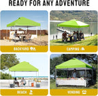 CROWN SHADES 10x10 Pop Up Canopy - Beach Tent with One Push Setup - Easy Outdoor Sun Shade for Events, Parties, Camping - Gazebo with STO-N-Go Cover Bag, Silver Coated Top, Green