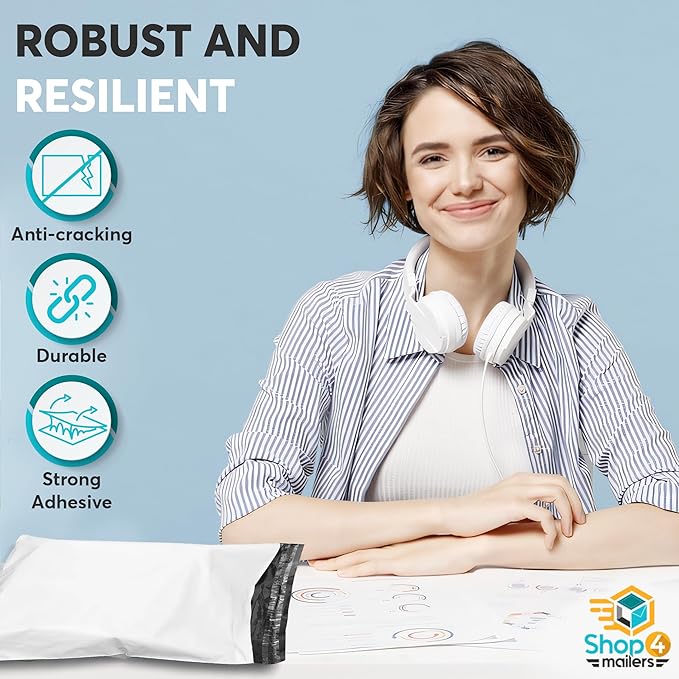 Shop4Mailers 12x15.5 Heavy Duty Thick Large Shipping Poly Mailer Bags, Waterproof and Tear-Resistant Postal Package Envelopes 3 Mil, Permanent Adhesive Seal (1000 Pack)
