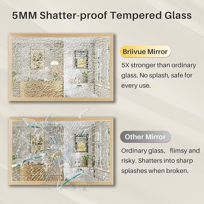 24x32 Inch Bathroom Mirror for Wall, Anti-Rust Oak Wood Grain Metal Framed Bathroom Mirrors for Over Sink,Rectangler Mirrors for Bathroom Vanity, Farmhouse, Bedroom, Living Room, Entryway Decor