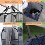 2 Laundry Baskets, pop-up Laundry Baskets, Foldable mesh Laundry Baskets (Each with 2 Reinforced Handles, Blue