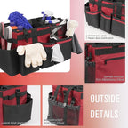 Wearable Cleaning Caddy, Cleaning Caddy Supplies Organizer with Handle & Shoulder Straps for Housekeepers, Under Sink & Car Cleaning Tool Organizers Bag with 4 Foldable Divider (Wine)