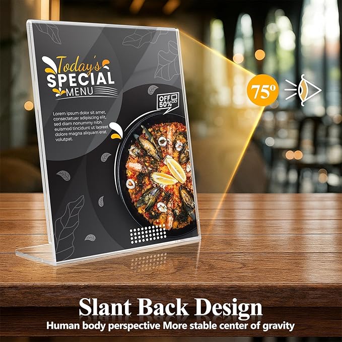 Acrylic Sign Holder 8.5 x 11 10 Pack, Double-Sided Clear Sign Holder Plastic Stands for Display, Table Sign Stands, T Shape Flyer Holder