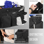 Wearable Cleaning Caddy Bag, Supplies Organizer with Handle & Shoulder Straps for Housekeepers, Under Sink & Car Cleaning Tool Organizer with 4 Foldable Dividers (Black)